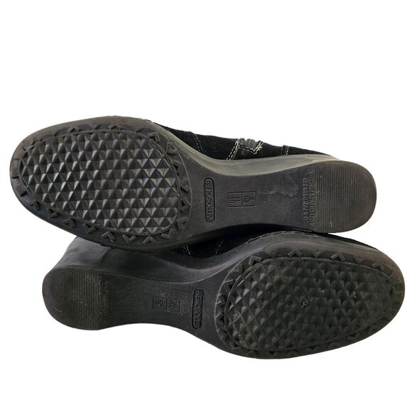 Aerosoles Black Suede Leather Bootie Womens Sz 11 Zip + LaceUp Rubber Wedge Sole - Picture 8 of 9